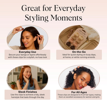 Kitsch Small Hair Clips for Women - Cute Hair Accessories - Rosewood, 8pcs