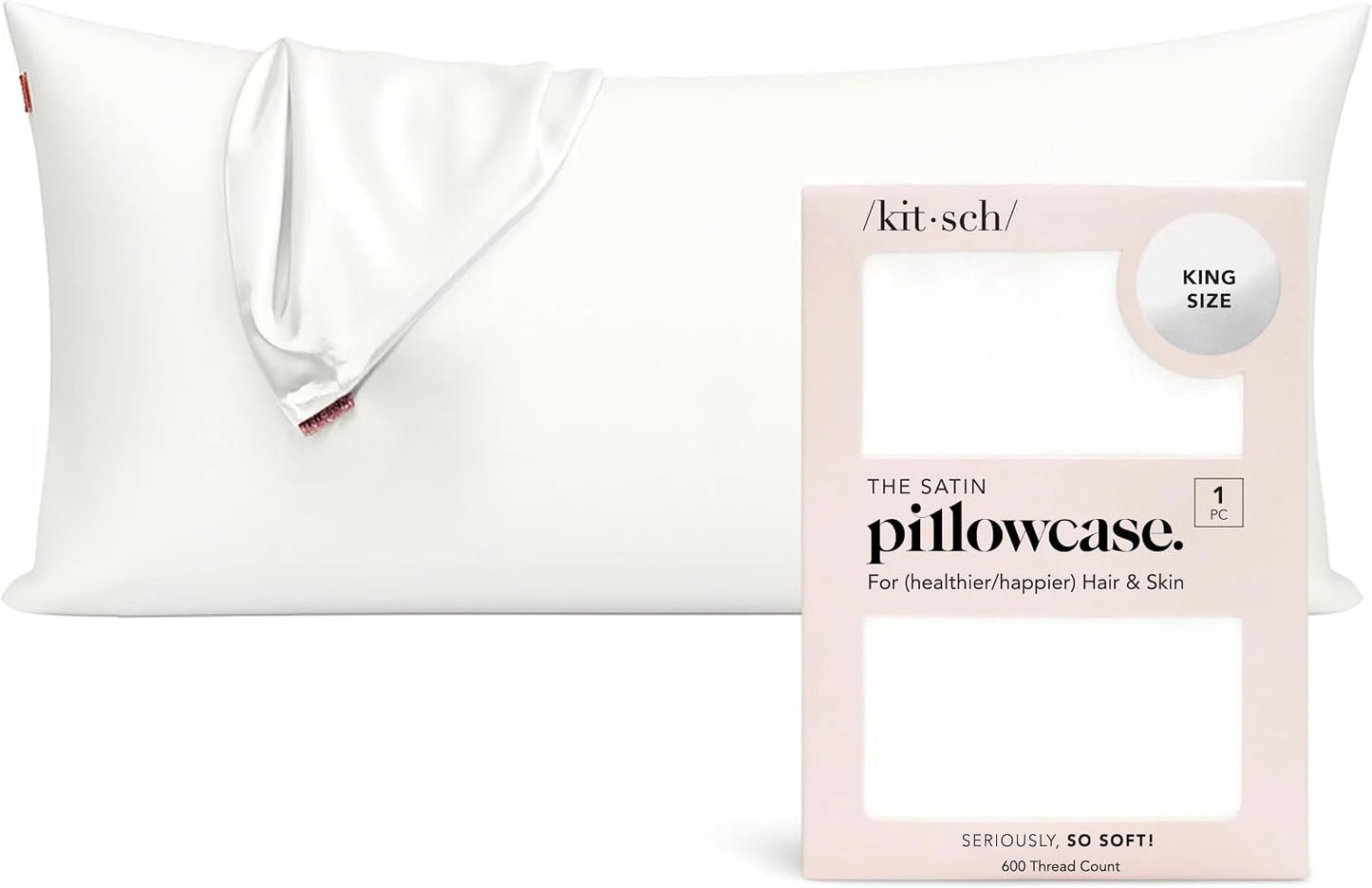 Kitsch Satin Pillowcase with Zipper - Standard Size, Haze Blue