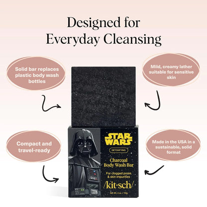 Kitsch Charcoal Soap Body Wash Bar for Cleansing – Made in USA, 4 oz
