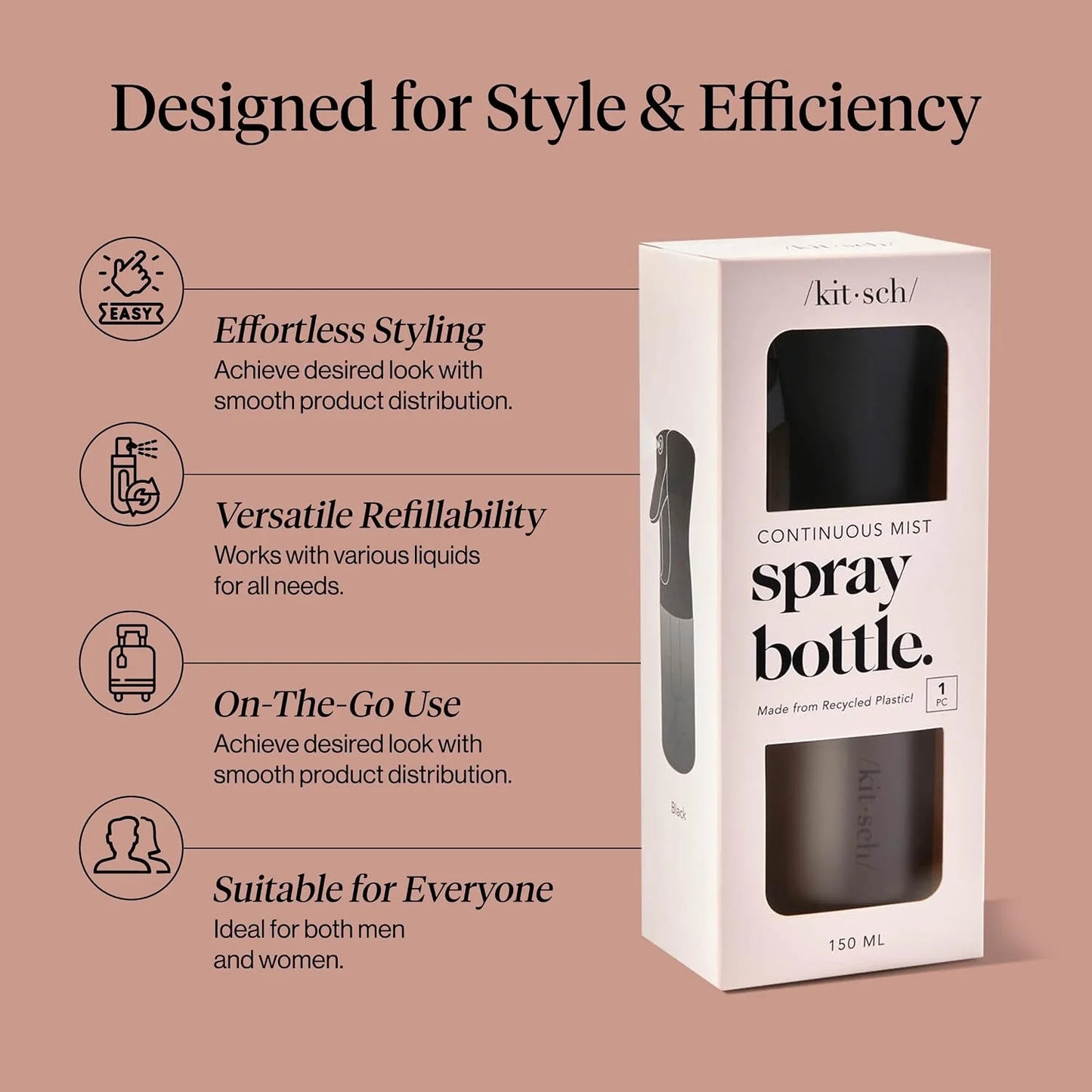 Kitsch Continuous Spray Bottle for Hair – Sheer Violet, 150ml