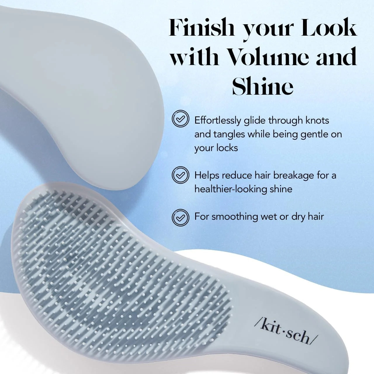 Kitsch Detangle Brush – Gentle Curly Hair Brush All Hair Types - Haze Blue