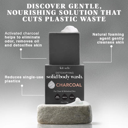 Kitsch Charcoal Soap Body Wash Bar for Cleansing – Made in USA, 4 oz