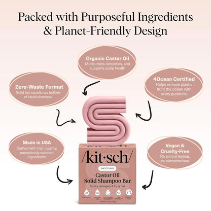 Kitsch Argan Oil Shampoo Bar Soap for Hair Growth - Made in USA, 3.2 oz