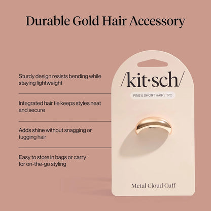 Kitsch Medium Hair Cuffs Hair Ties For Women - Black and Tort, 2pcs