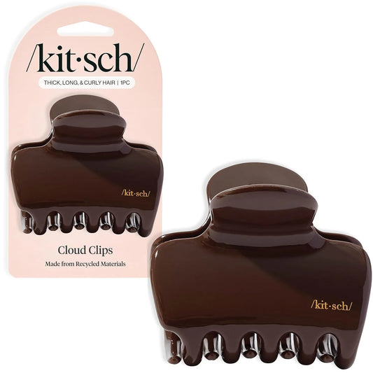 Kitsch Plastic Puffy Claw Clip - Hair Accessories For Women- Chocolate, 1pc