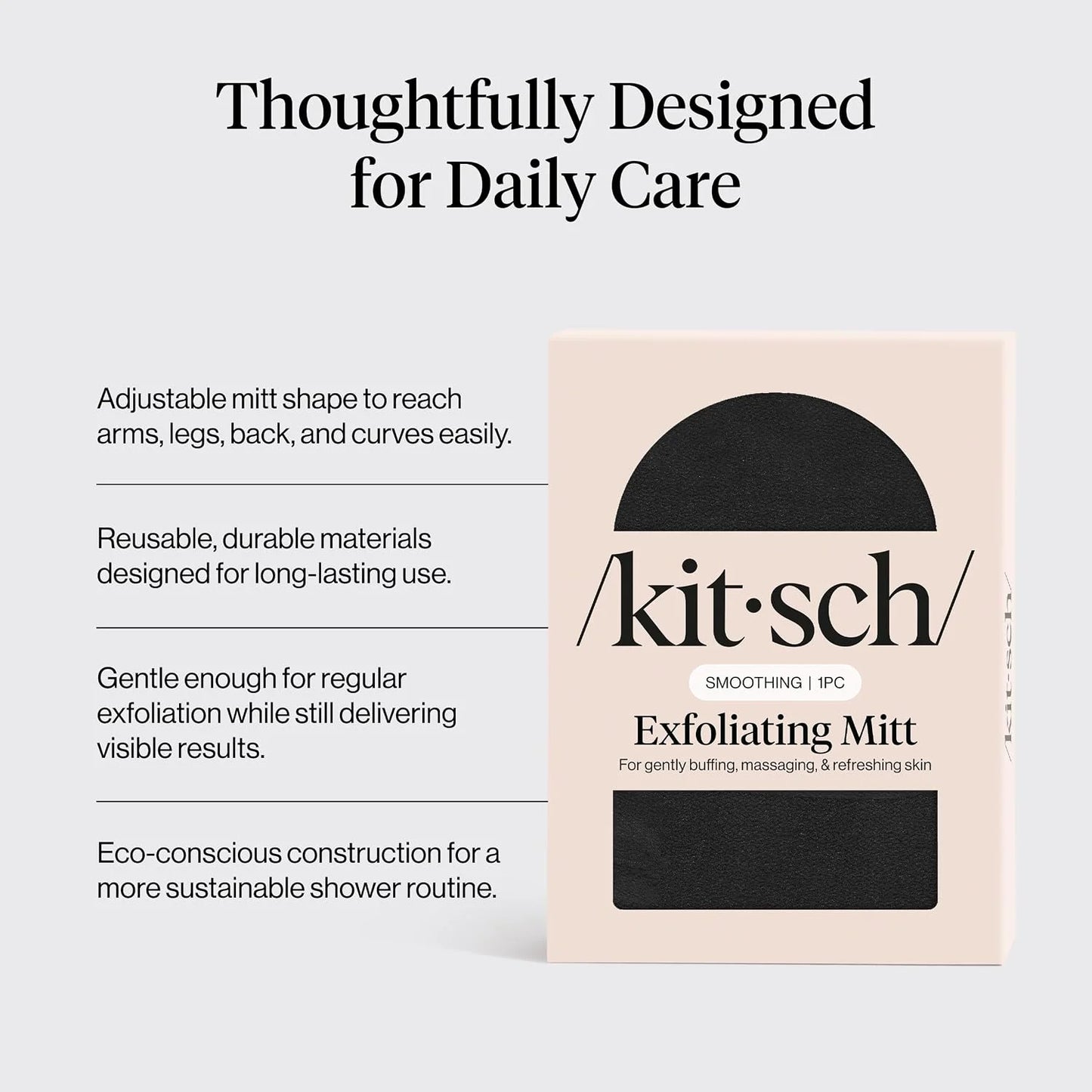 Kitsch Exfoliating Glove – Exfoliating Mitt - 1pc Black