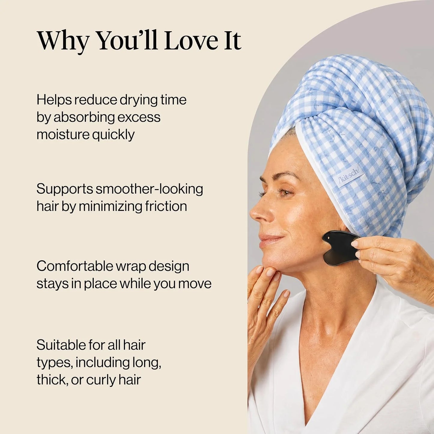 Kitsch XL Microfiber Hair Towel Wrap for Women