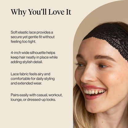 Kitsch Lace Wide Headbands for Women Non Slip - Cherry Lacquer & Dusty Pink