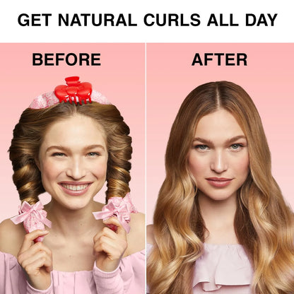 Hello Kitty x Kitsch Satin Flexi Rods, Heatless Curling Rod - 4pc Set