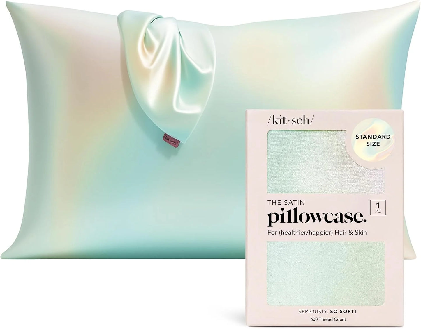 Kitsch Satin Pillowcase with Zipper - Standard Size, Haze Blue