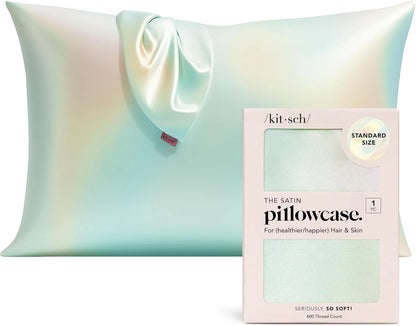 Kitsch Satin Pillowcase with Zipper - Standard Size, Haze Blue