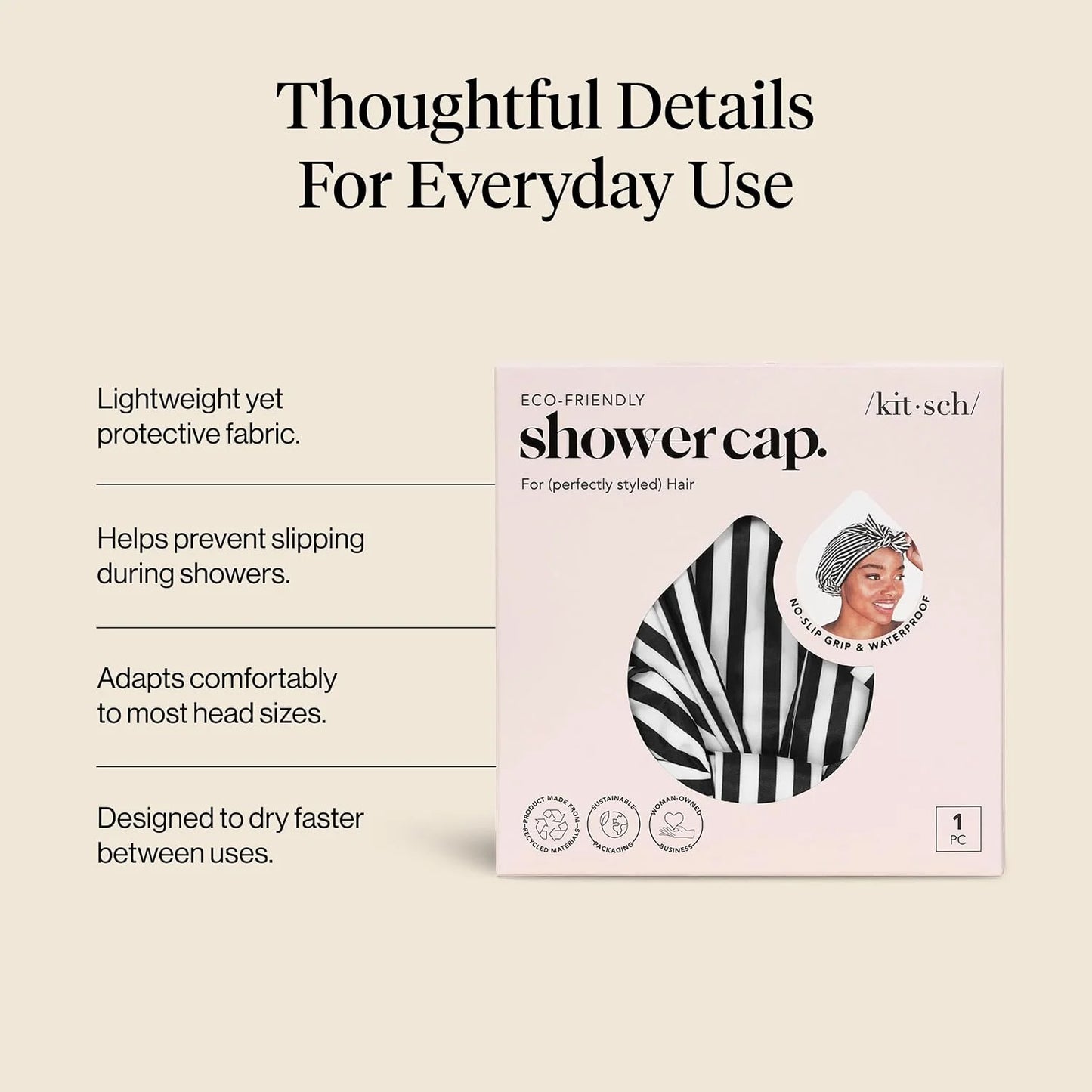 Kitsch Luxury Large Shower Cap for Women - Cherry Print