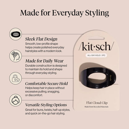 Kitsch Small Flat Claw Clip for Women - Sage Leaf, 1pc