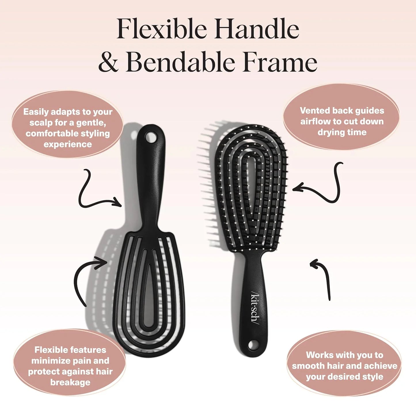Kitsch Flexi Flow Detangler Brush, Hair Brushes For Women - Soft Violet