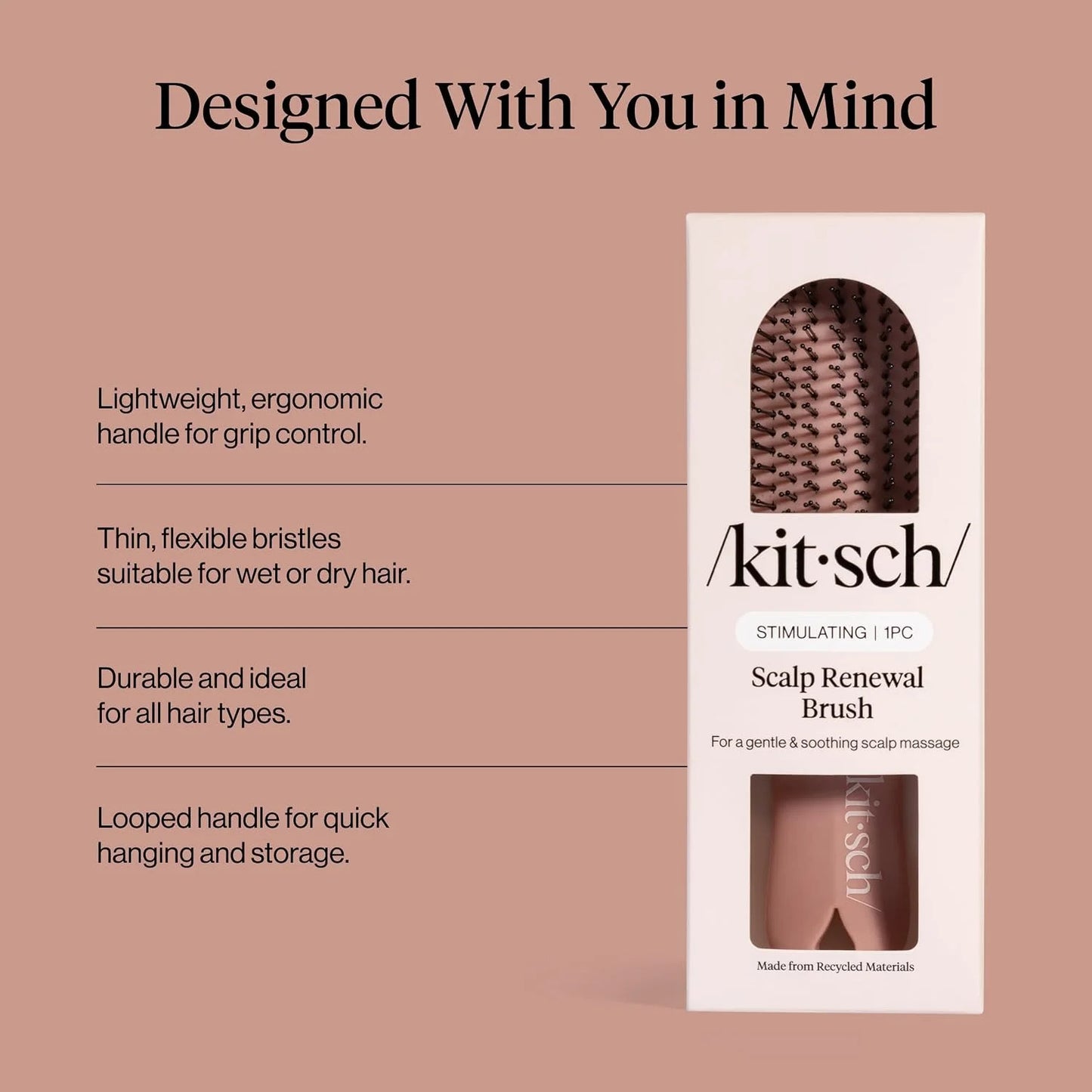 Kitsch Scalp Renewal Brush - Hairbrush Scalp Massager - Black