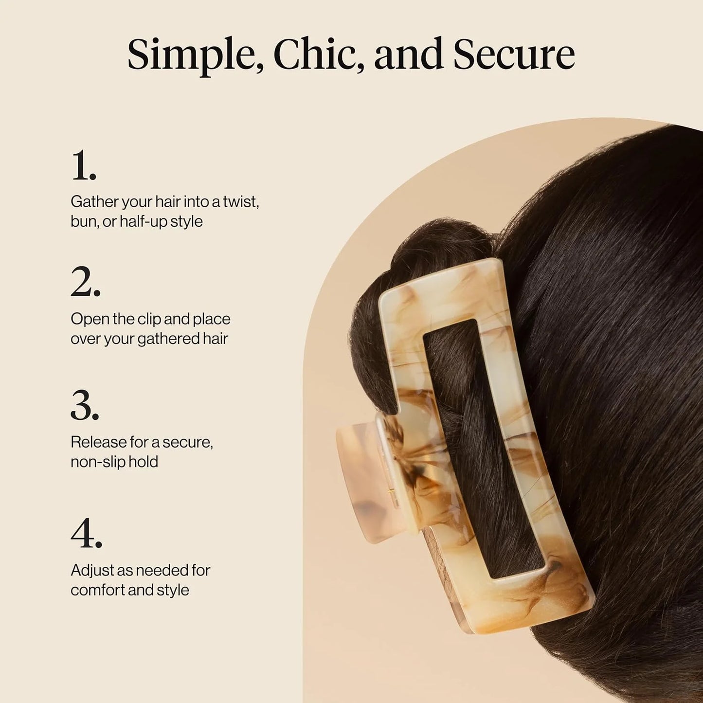 Kitsch Hair Clips For Women – Jumbo Claw Clip – Chocolate Marble, 1 pc