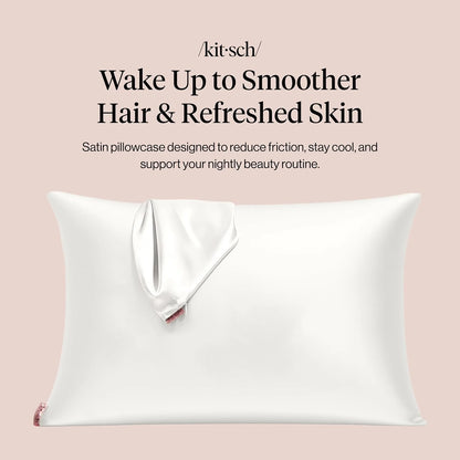 Kitsch Satin Pillowcase with Zipper - Standard Size, Haze Blue