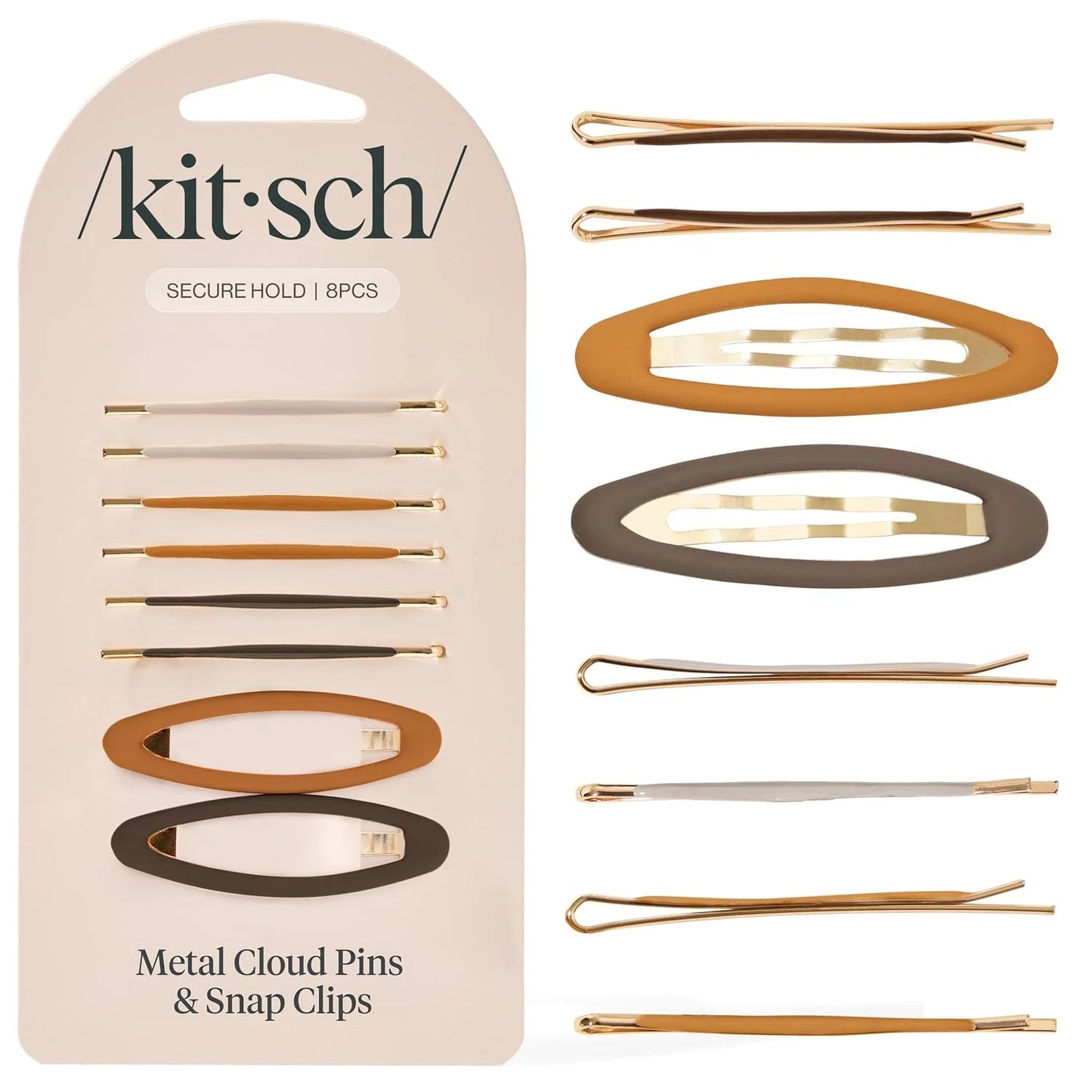 Kitsch Spiral Bobby Pins - Hair Accessories For Women - Brown, 3pcs
