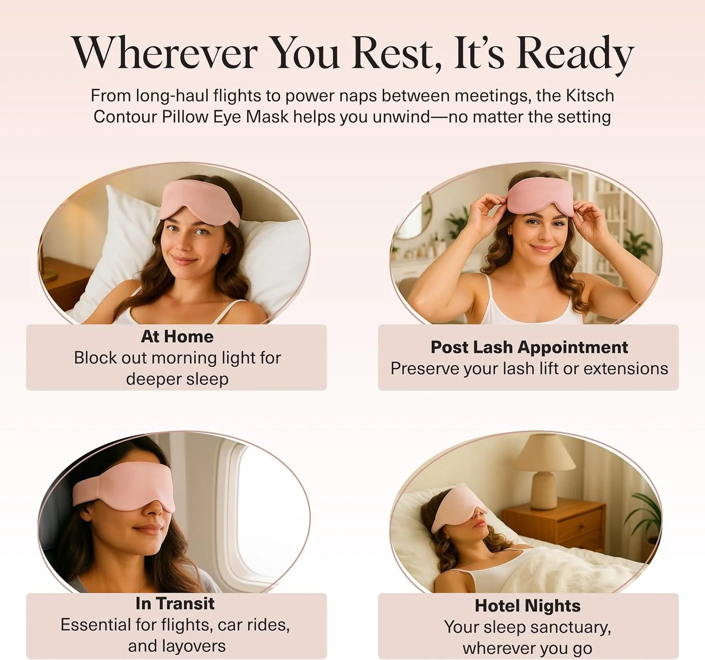 Kitsch Contour Satin Sleep Mask | Eye Masks for Sleep - Charcoal
