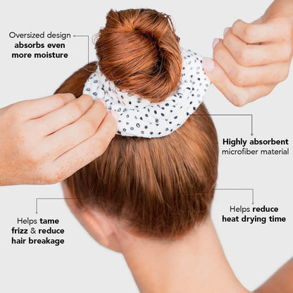 Kitsch Microfiber Quick-Dry Hair Towel Scrunchie - Micro Dot, 2pcs