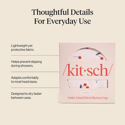 Kitsch Luxury Large Shower Cap for Women - Cherry Print