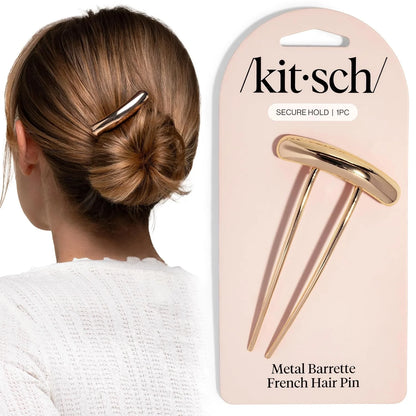 Kitsch Mini Metal French Hair Pin & Hair Clips for Women - Silver, Set of 3