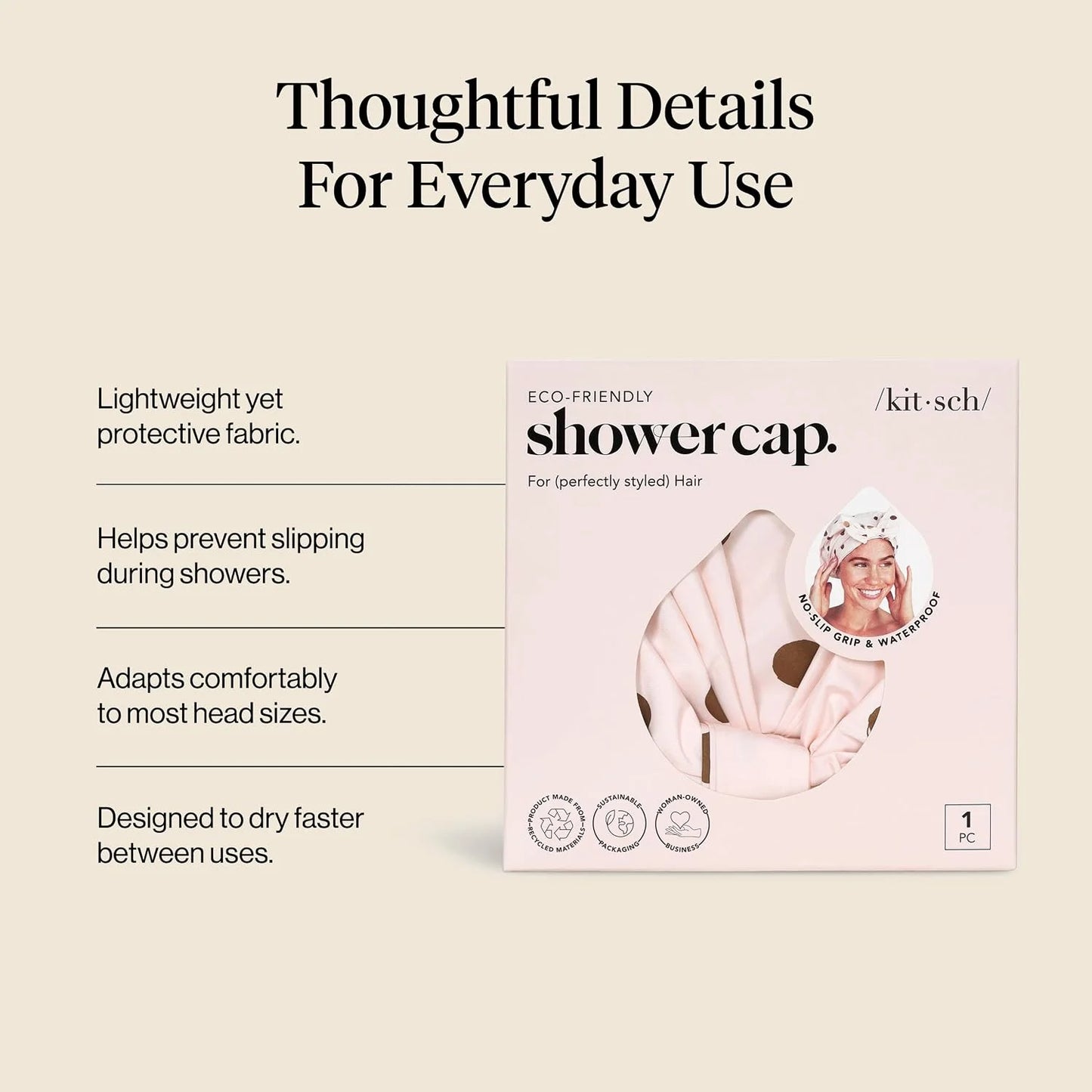 Kitsch Luxury Large Shower Cap for Women - Cherry Print