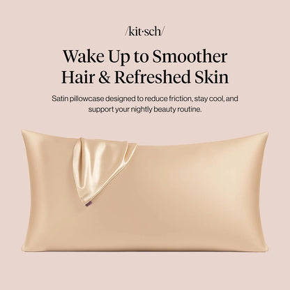 Kitsch Satin Pillowcase with Zipper - Standard Size, Haze Blue