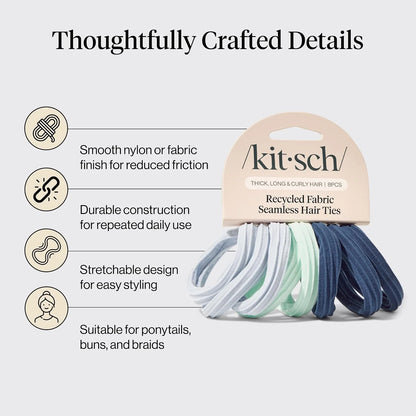 Kitsch Ribbed Hair Ties No Damage - Blush, 10pcs