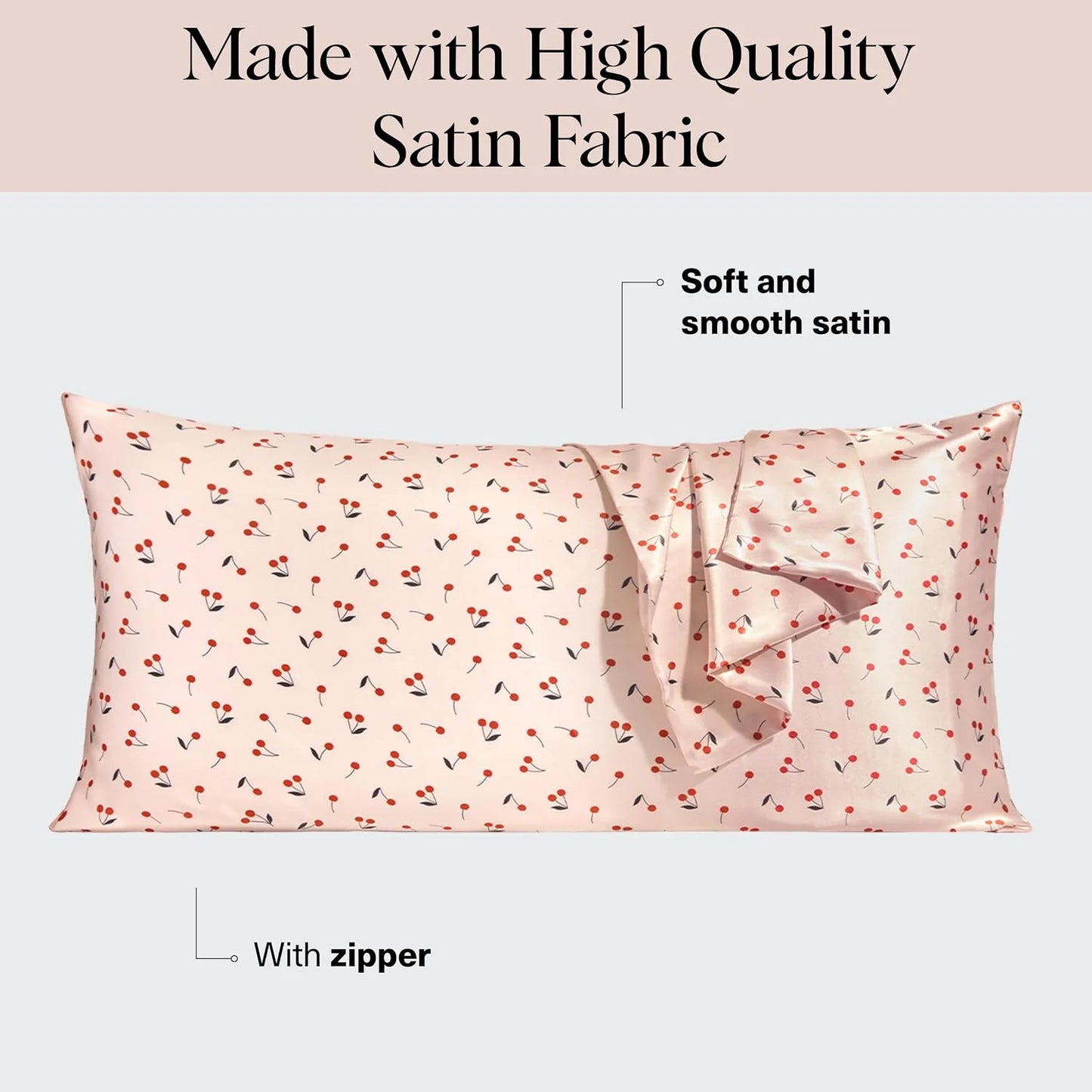 Kitsch Satin Pillowcase with Zipper - Standard Size, Haze Blue