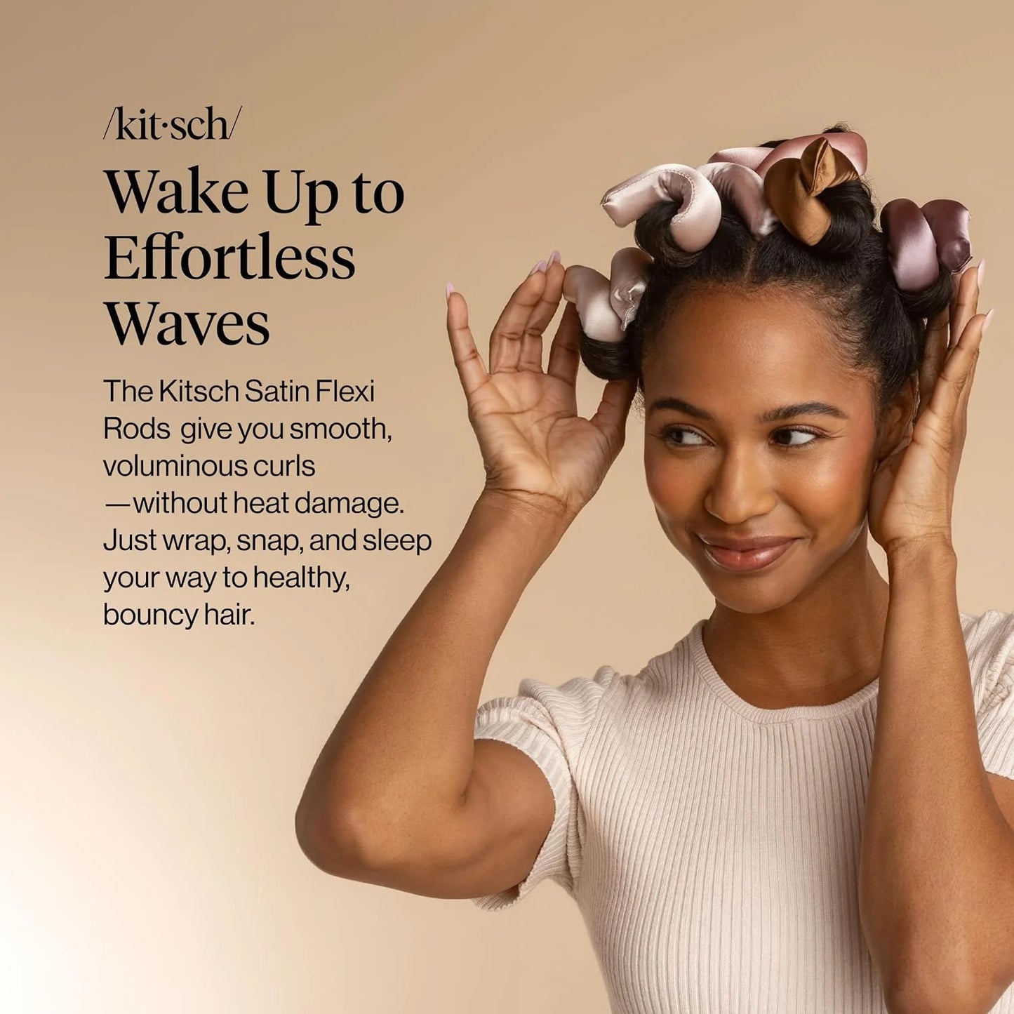 Kitsch Satin Flexi Rods Heatless Curling Rod - 6 pcs, Rosewood