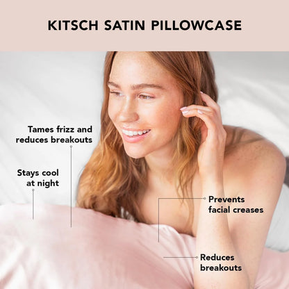 Kitsch Satin Pillowcase with Zipper - Standard Size, Haze Blue