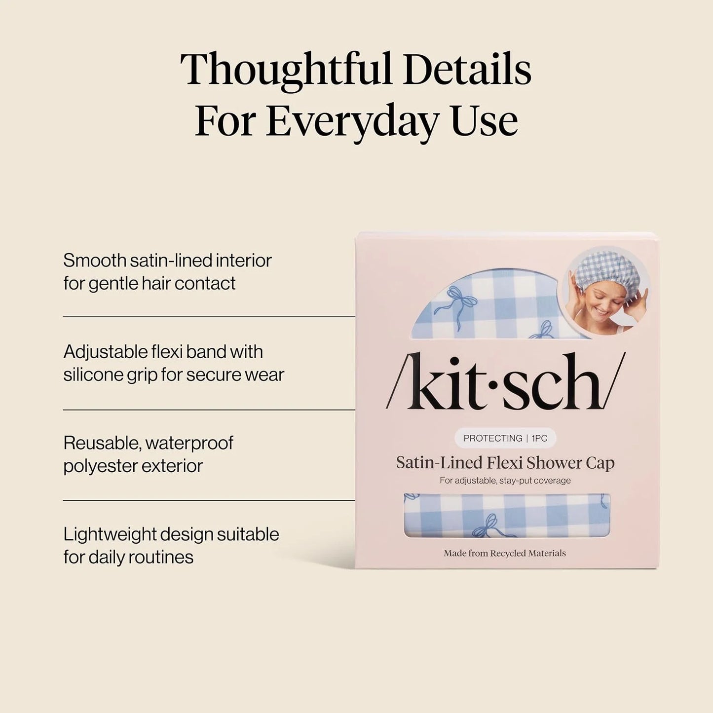 Kitsch Luxury Large Shower Cap for Women - Cherry Print