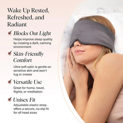 Kitsch Contour Satin Sleep Mask | Eye Masks for Sleep - Charcoal