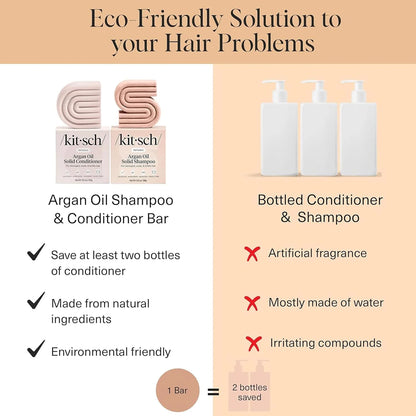 Kitsch Argan Oil Shampoo and Conditioner Set - Made in USA, 2 pcs