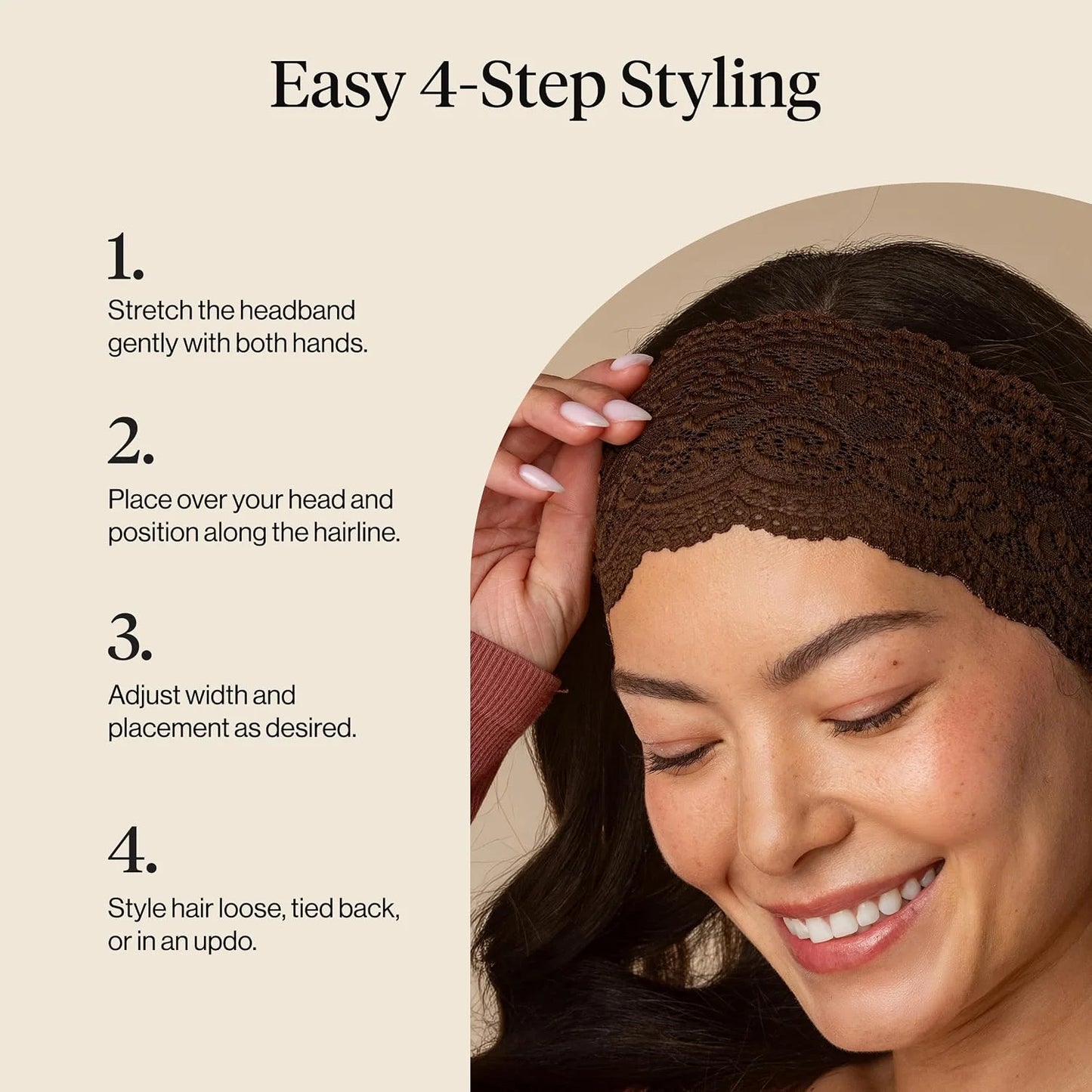 Kitsch Lace Wide Headbands for Women Non Slip - Cherry Lacquer & Dusty Pink