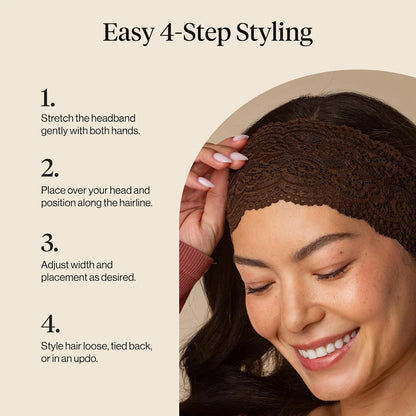 Kitsch Lace Wide Headbands for Women Non Slip - Cherry Lacquer & Dusty Pink