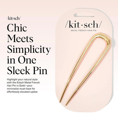 Kitsch Mini Metal French Hair Pin & Hair Clips for Women - Silver, Set of 3
