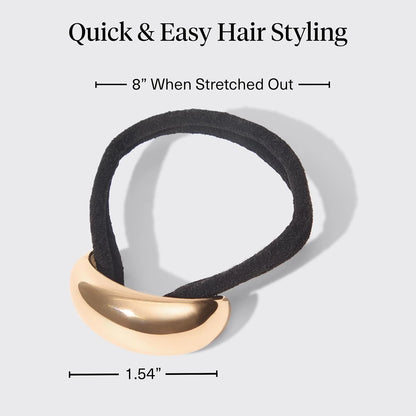 Kitsch Medium Hair Cuffs Hair Ties For Women - Black and Tort, 2pcs