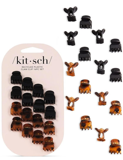 Kitsch Mini Claw Clips for Women - Tortoise & Black, 6pcs