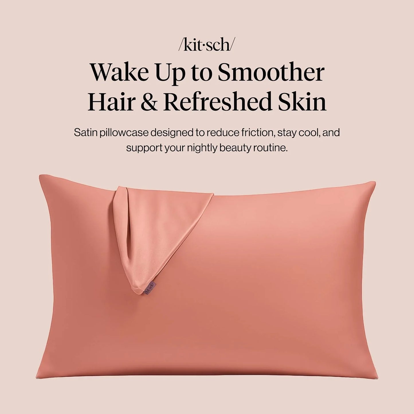 Kitsch Satin Pillowcase with Zipper - Standard Size, Haze Blue