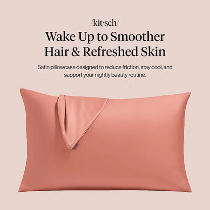 Kitsch Satin Pillowcase with Zipper - Standard Size, Haze Blue