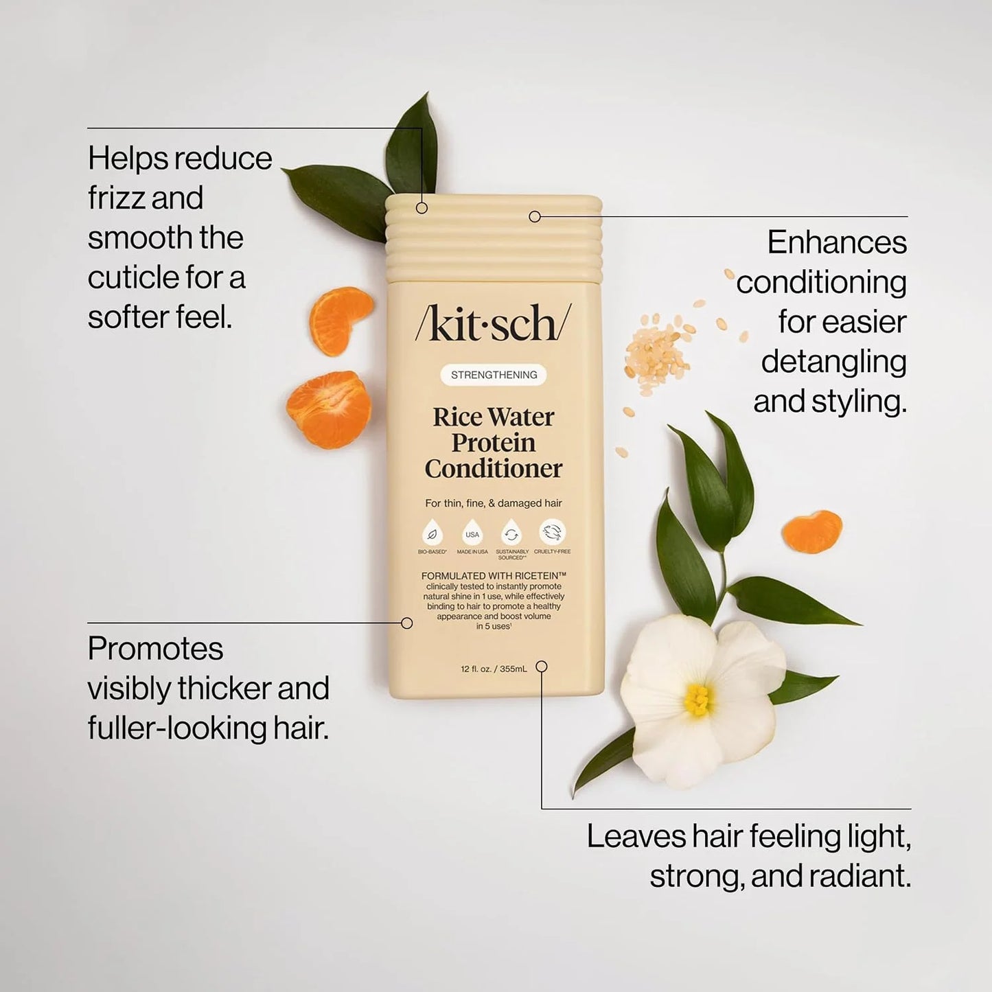 Kitsch Strengthening Rice Water Conditioner for Hair Growth – 12.3 oz