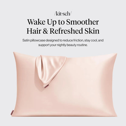 Kitsch Satin Pillowcase with Zipper - Standard Size, Haze Blue