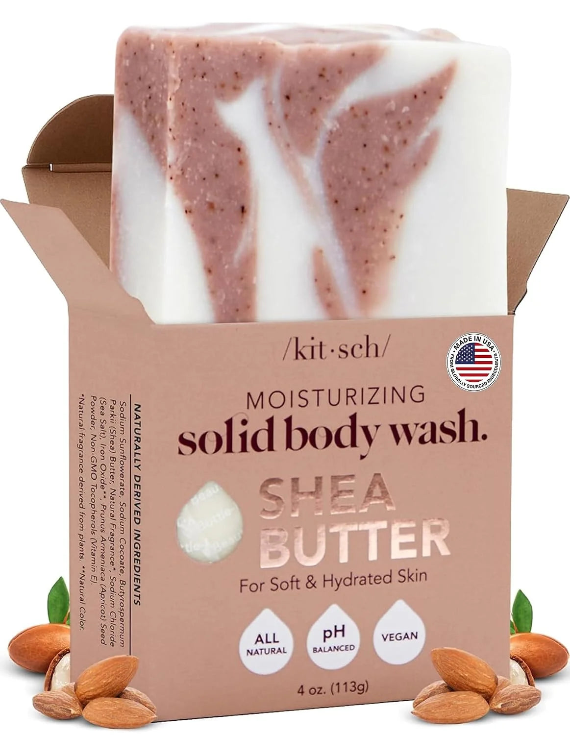 Kitsch Charcoal Soap Body Wash Bar for Cleansing – Made in USA, 4 oz