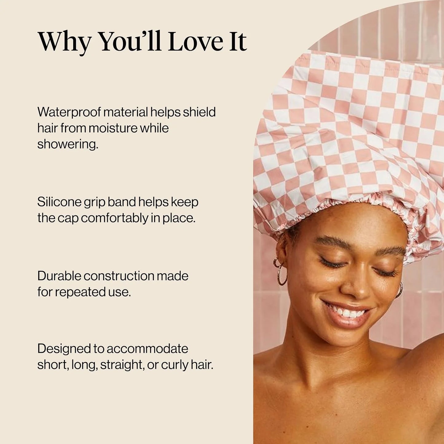 Kitsch Luxury Large Shower Cap for Women - Cherry Print