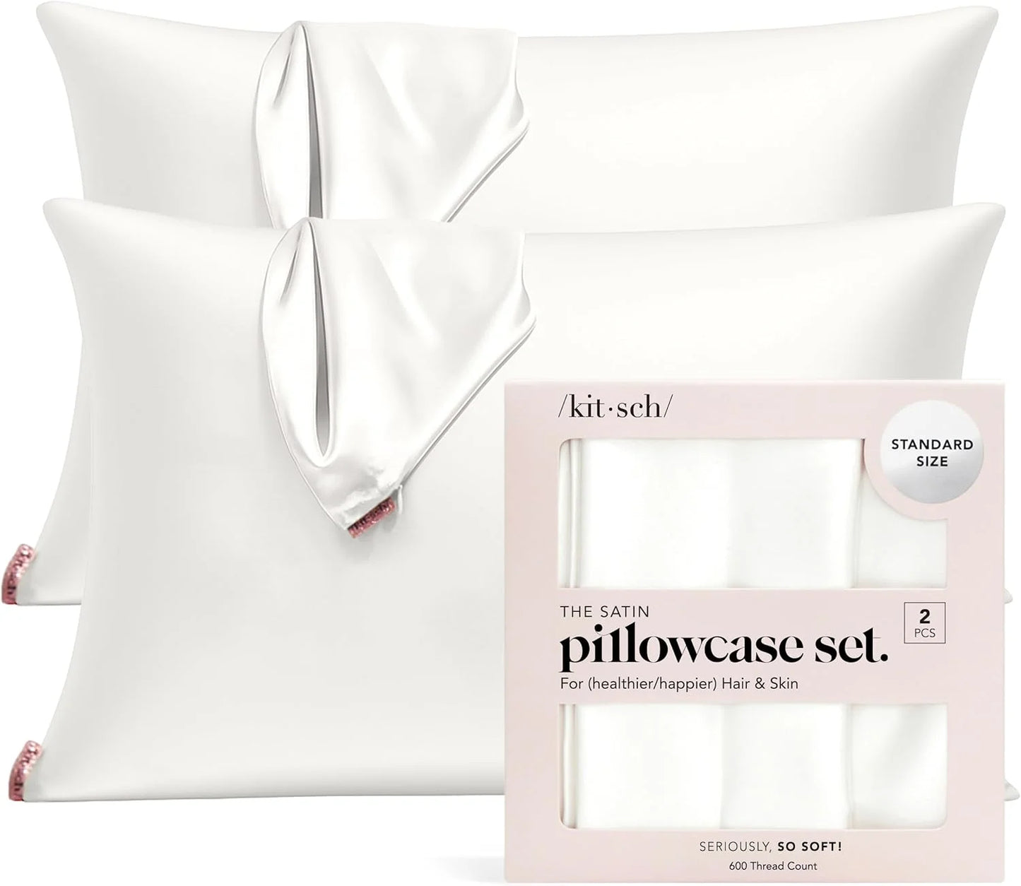 Kitsch Satin Pillowcase with Zipper - Standard Size, Haze Blue