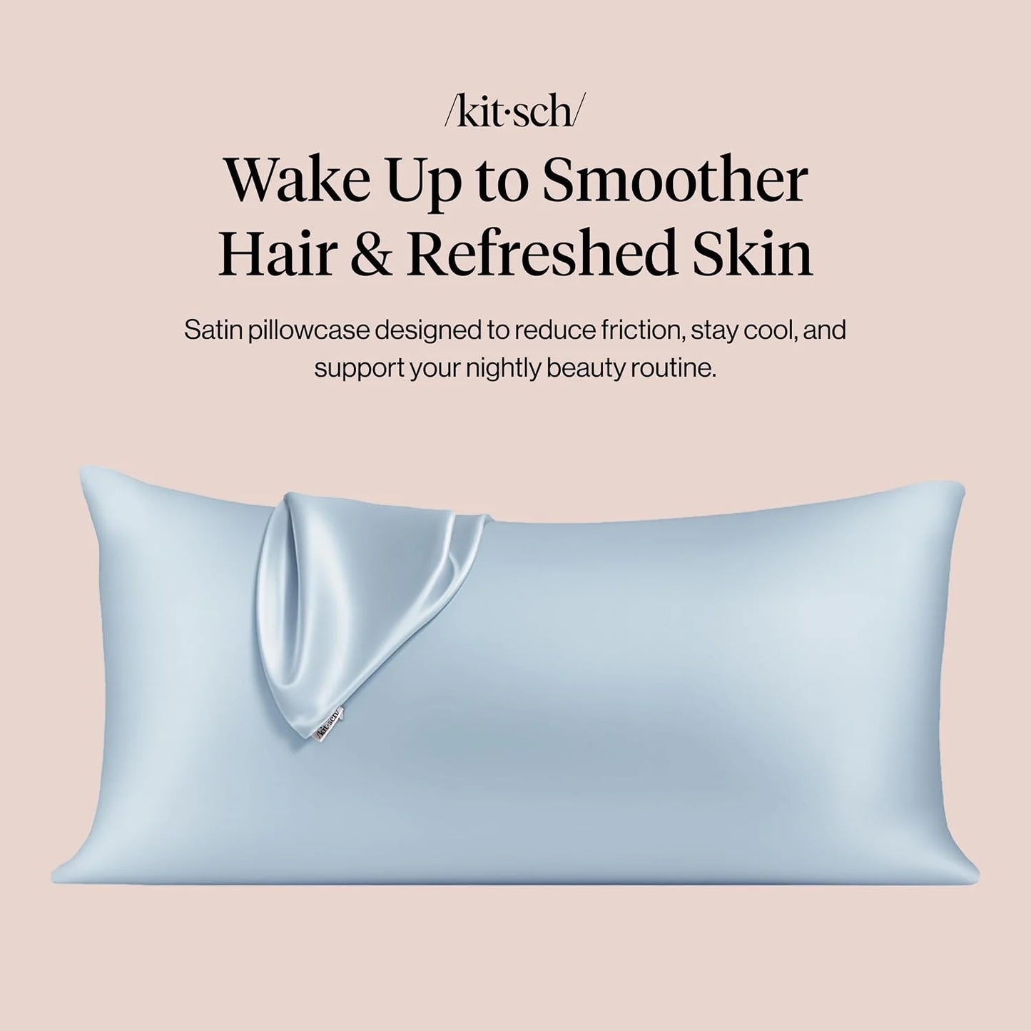 Kitsch Satin Pillowcase with Zipper - Standard Size, Haze Blue