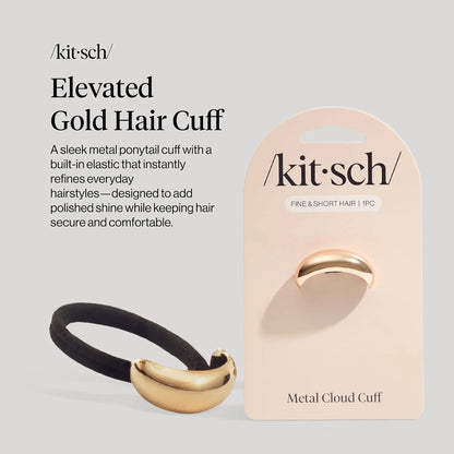 Kitsch Medium Hair Cuffs Hair Ties For Women - Black and Tort, 2pcs