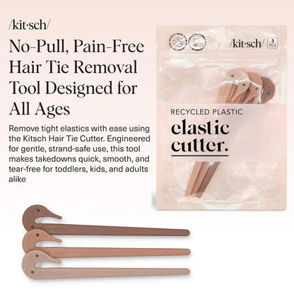 Kitsch Elastic Hair Tie Cutter Tool - Black, 3pc Set